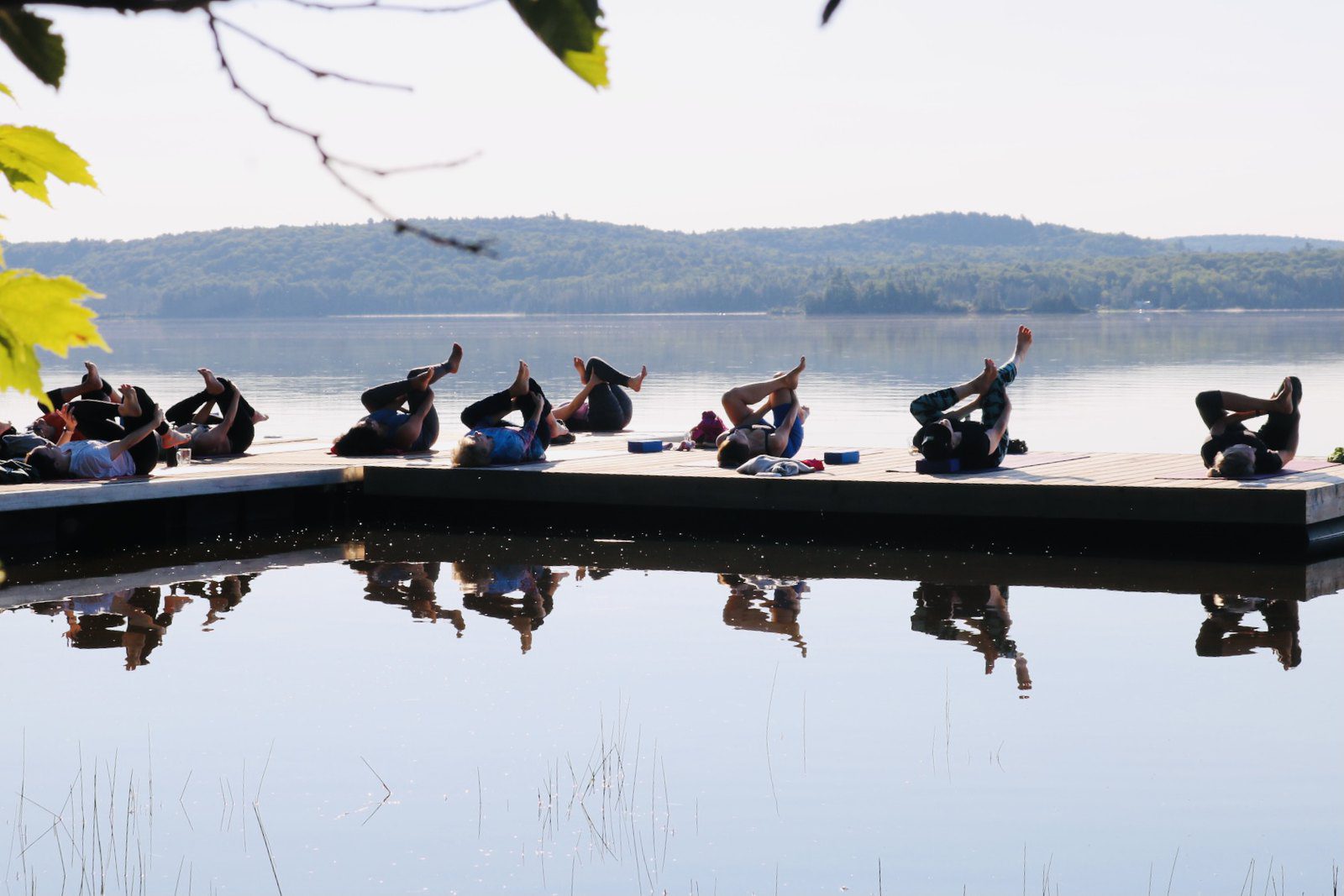 Yoga on the dock in Algonquin Park